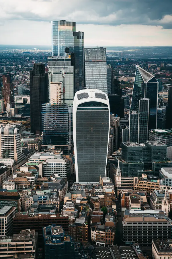 The City of London skyline seen from above